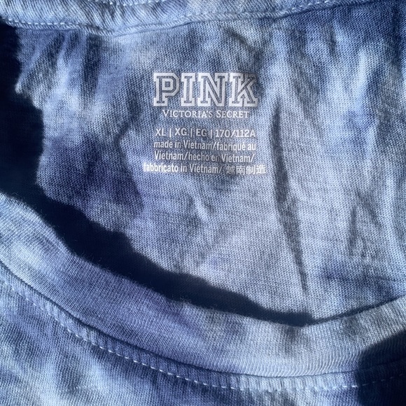 PINK Victoria’s Secret blue tie dye shirt sleeve T shirt - Picture 2 of 4